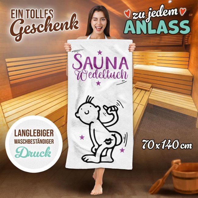 Handtuch mit Spruch - Sauna Wedeltuch - in zwei Gr&ouml;&szlig;en