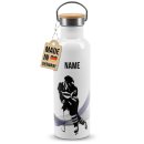 Trinkflasche mit Bambusdeckel - Eishockey Silhouette -...