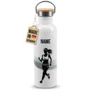 Trinkflasche mit Bambusdeckel - Joggen Silhouette Frau -...