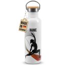 Trinkflasche mit Bambusdeckel - Yoga Silhouette Frau -...