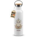 Trinkflasche mit Bambusdeckel - Faultier - mit Name -...