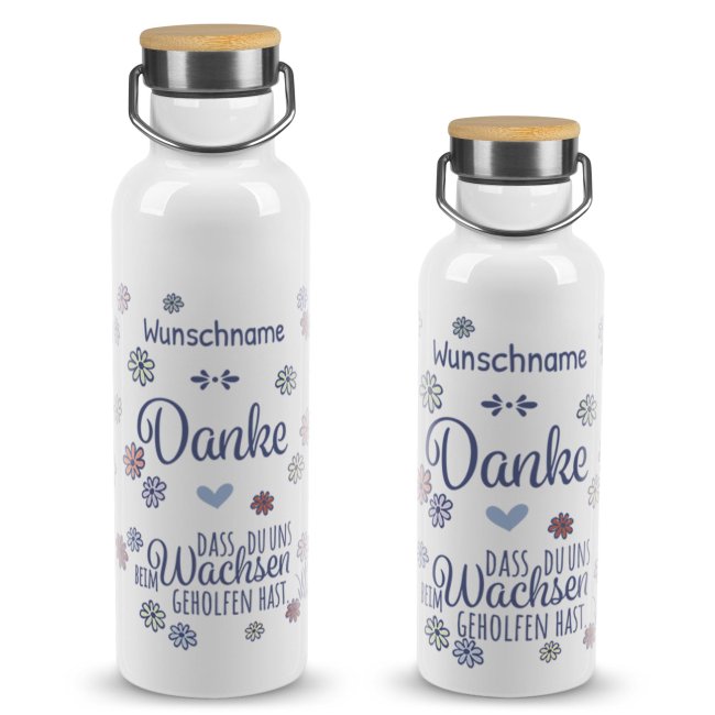 Trinkflasche mit Bambusdeckel - Danke, dass du mir geholfen hast - Erzieherin - mit Name -