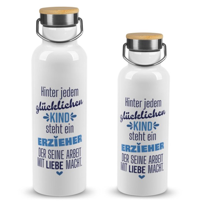 Trinkflasche mit Bambusdeckel - Hinter jedem Kind steht ein Erzieher -