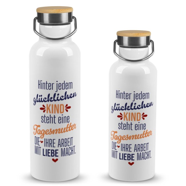 Trinkflasche mit Bambusdeckel - Hinter jedem Kind steht eine Tagesmutter -