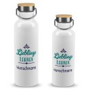 Trinkflasche mit Bambusdeckel - Lieblingslehrer - mit Name -