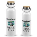 Trinkflasche mit Bambusdeckel - Camping King - mit Name -...