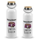 Trinkflasche mit Bambusdeckel - Camping Queen - mit Name...