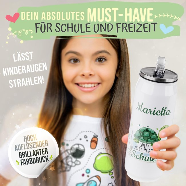 Cola-Dose - Chillt jetzt in der Schule - mit Name - Wei&szlig; 420 ml