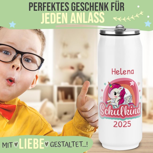 Cola-Dose - Schulkind Einhorn - mit Name &amp; Jahr - Wei&szlig; 420 ml