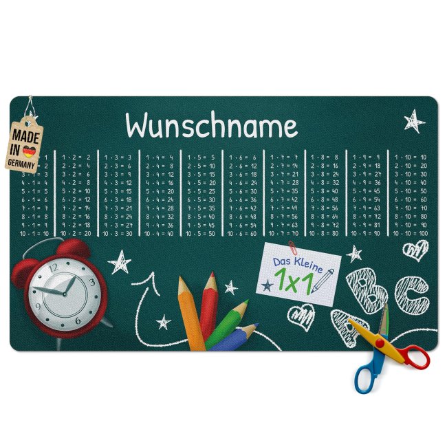 Schreibtischunterlage f&uuml;r Kinder - Tafel mit kleinem 1x1 - mit Name personalisierbar - 3 Gr&ouml;&szlig;en