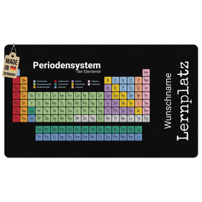 Schreibtischunterlage f&uuml;r Kinder - Periodensystem - mit Name personalisierbar - 3 Gr&ouml;&szlig;en