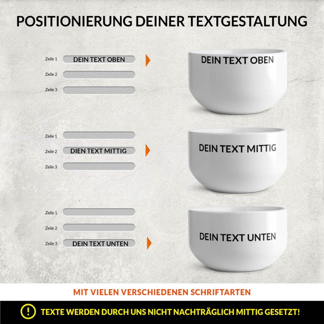 M&uuml;slischale mit Wunschtext bedrucken - &Oslash; 13 cm, Keramik