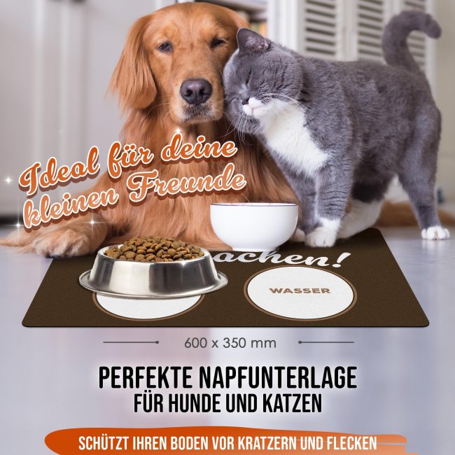 Napfunterlage f&uuml;r Hunde - mit Spruch - Bitte vollmachen - 4 Gr&ouml;&szlig;en