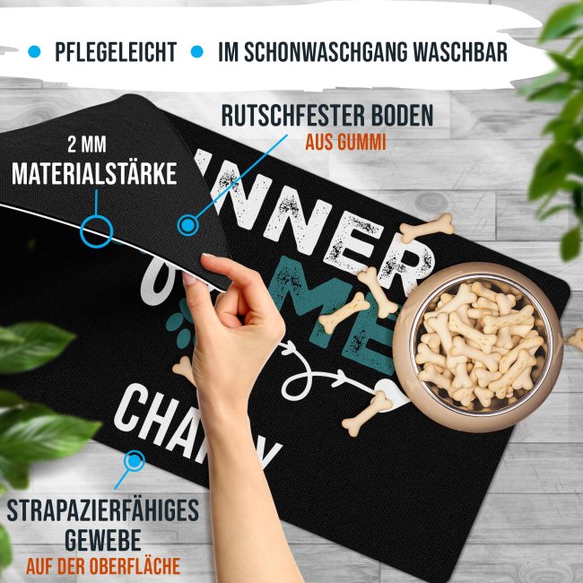 Napfunterlage mit Name personalisieren - Dinner for me - Blau - 4 Gr&ouml;&szlig;en