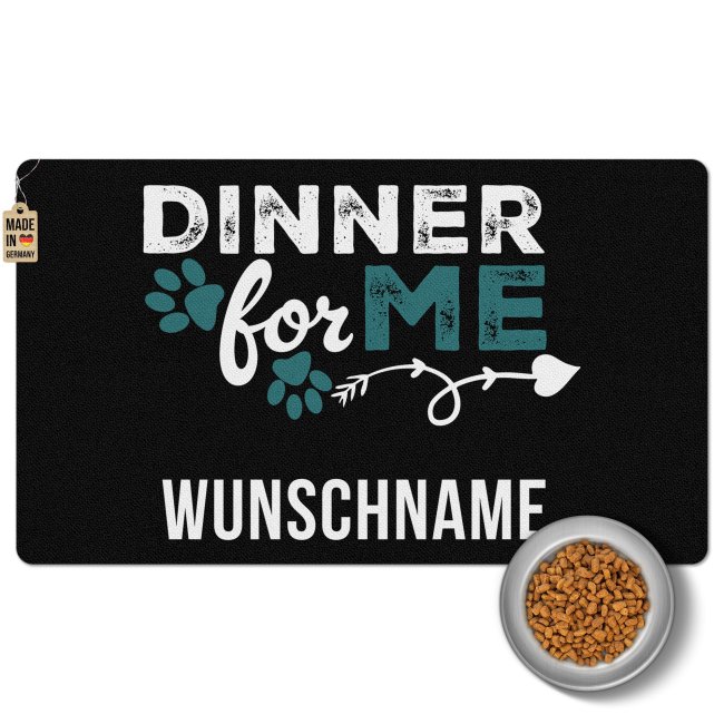 Napfunterlage mit Name personalisieren - Dinner for me - Blau - 4 Gr&ouml;&szlig;en