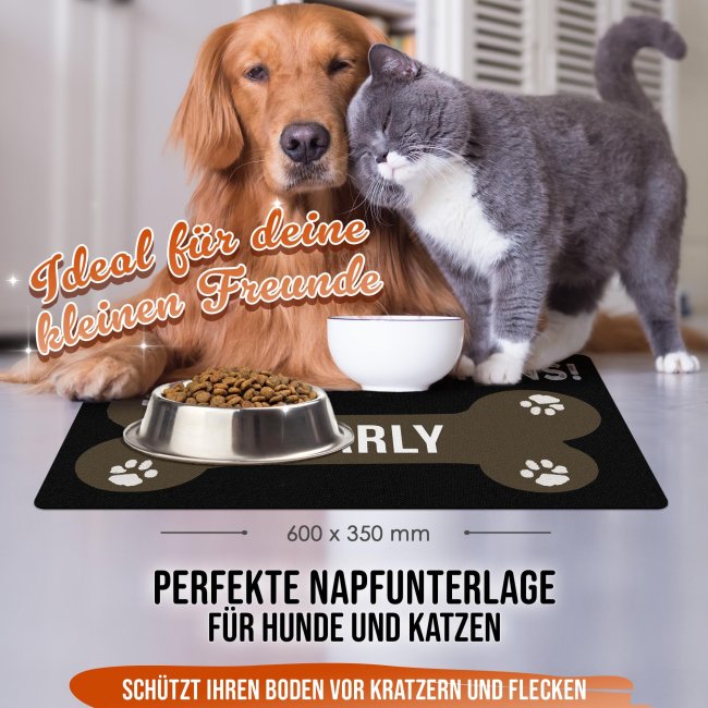 Napfunterlage f&uuml;r Hunde - mit Name personalisieren - Pfoten Weg, Meins! - 4 Gr&ouml;&szlig;en