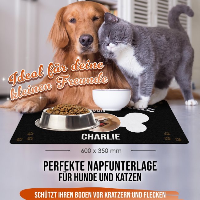 Napfunterlage f&uuml;r Hunde - mit Foto &amp; Name personalisieren - Schlemmerplatz - 4 Gr&ouml;&szlig;en