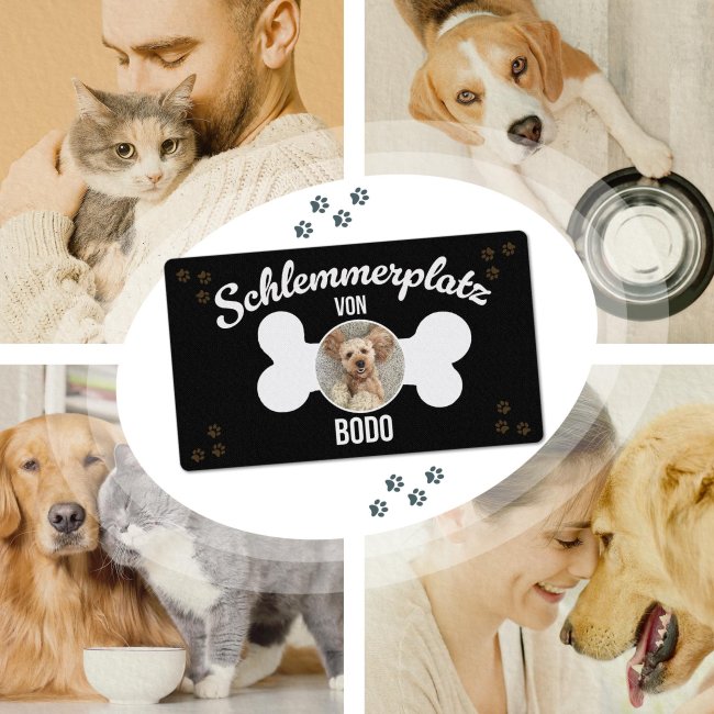 Napfunterlage f&uuml;r Hunde - mit Foto &amp; Name personalisieren - Schlemmerplatz - 4 Gr&ouml;&szlig;en