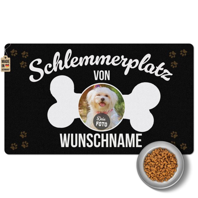 Napfunterlage f&uuml;r Hunde - mit Foto &amp; Name personalisieren - Schlemmerplatz - 4 Gr&ouml;&szlig;en