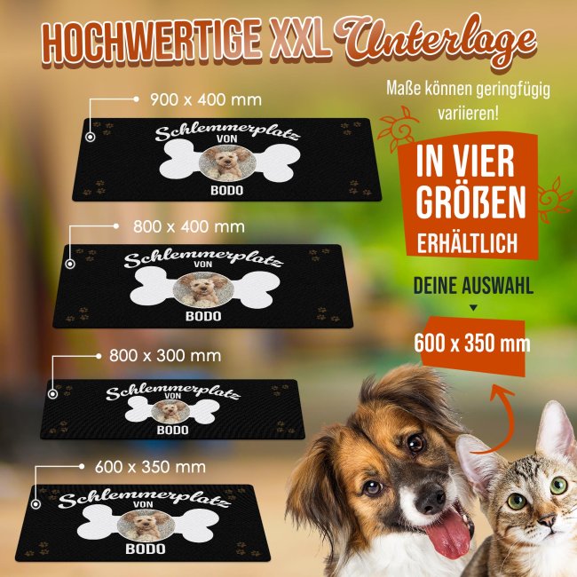 Napfunterlage f&uuml;r Hunde - mit Foto &amp; Name personalisieren - Schlemmerplatz - 4 Gr&ouml;&szlig;en