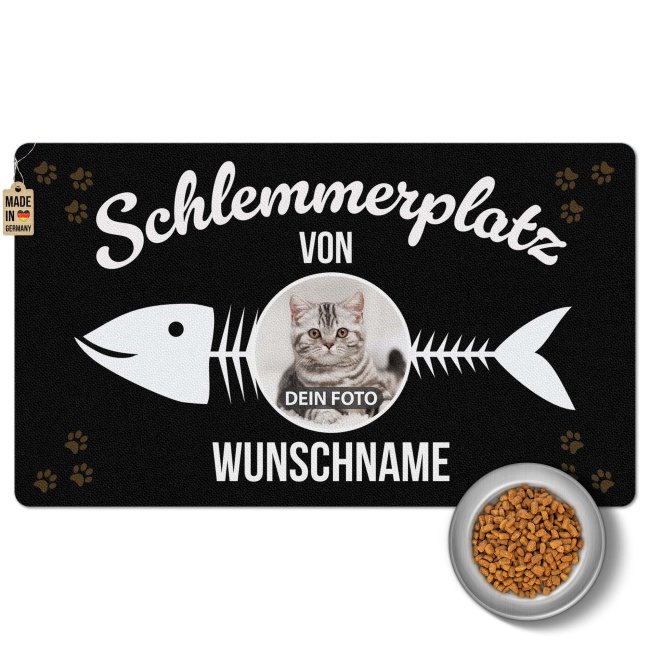 Napfunterlage f&uuml;r Katzen - mit Foto &amp; Name personalisieren - Schlemmerplatz - 4 Gr&ouml;&szlig;en