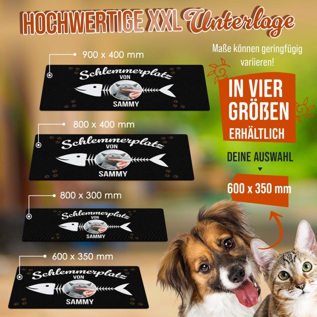 Napfunterlage f&uuml;r Katzen - mit Foto &amp; Name personalisieren - Schlemmerplatz - 4 Gr&ouml;&szlig;en