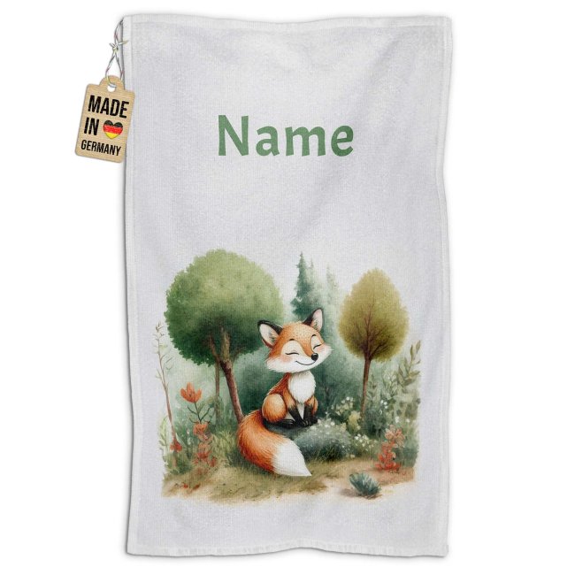 Kleines Kinder-Handtuch - Fuchs im Wald - mit Name - 50 x 30 cm