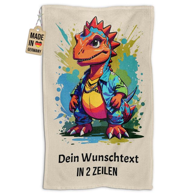 Kleines Kinder-Handtuch - Dino - mit Name - 50 x 30 cm