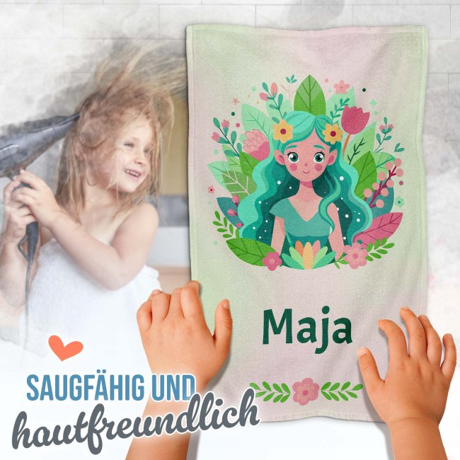 Kleines Kinder-Handtuch - Waldfee - mit Name - 50 x 30 cm