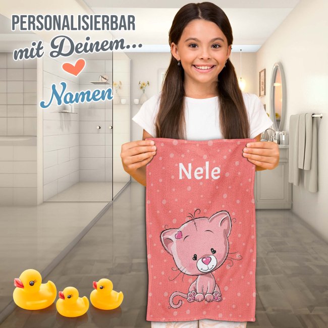 Kleines Kinder-Handtuch - Tierchen - mit Name - 50 x 30 cm