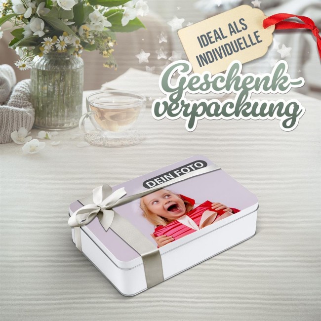 Geschenkdose mit Foto &amp; Text selbst gestalten - in drei Gr&ouml;&szlig;en