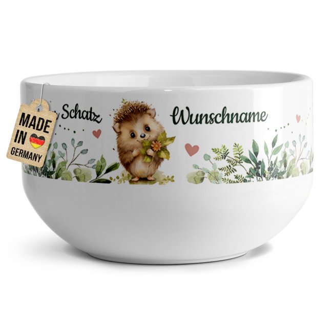 Kinder-M&uuml;slischale Igel - Mein kleiner Schatz - mit Name - 500 ml