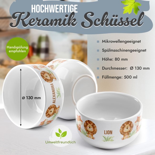 Kinder-M&uuml;slischale - Lustige Tierchen - mit Name - 500 ml