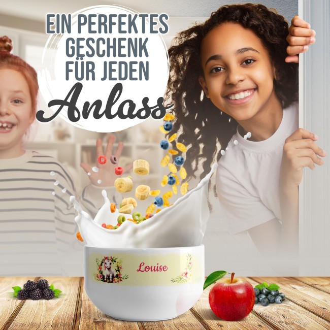 Kinder-M&uuml;slischale - Einhorn Gelb - mit Name - 500 ml