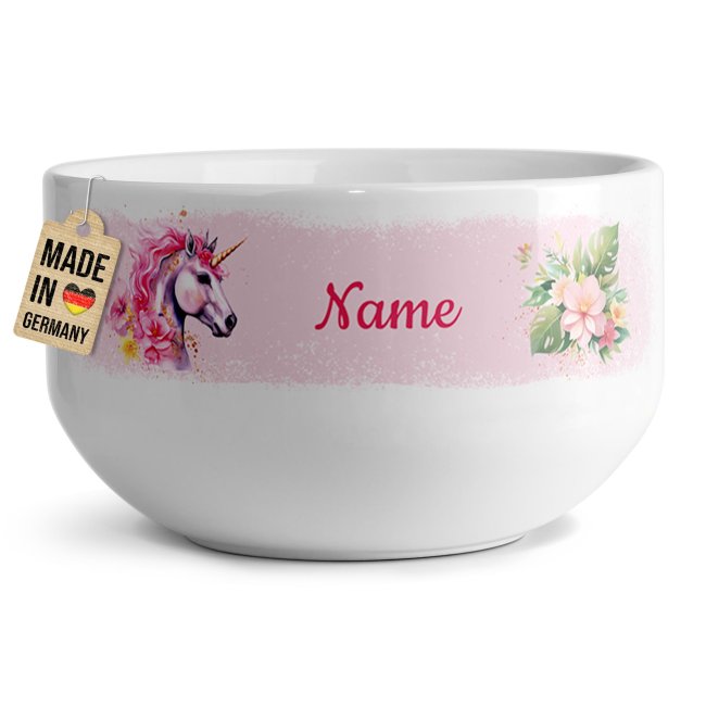 Kinder-M&uuml;slischale - Einhorn Rosa - mit Name - 500 ml