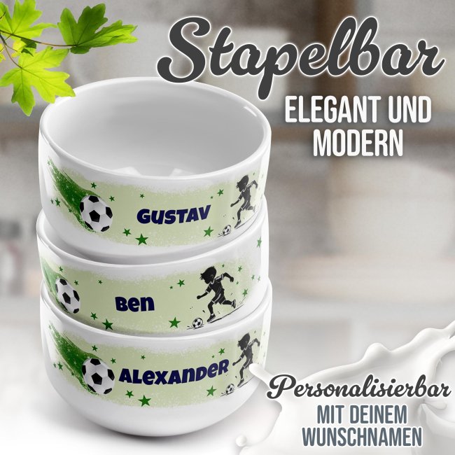 Kinder-M&uuml;slischale - Fussball Junge - mit Name - 500 ml