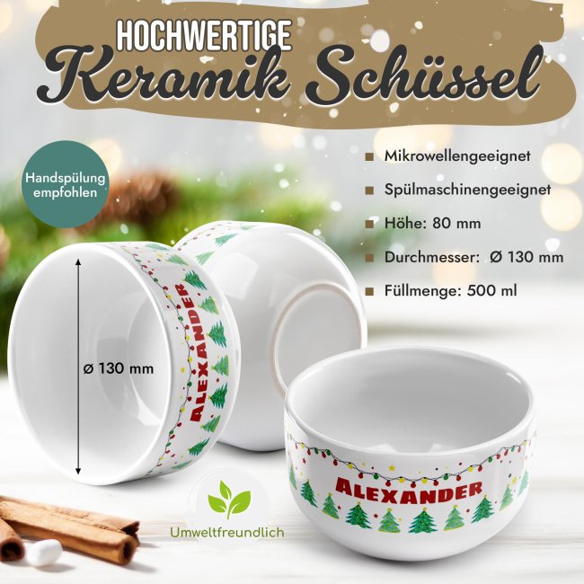 M&uuml;slischale - Frohe Weihnachten - mit Name - 500 ml