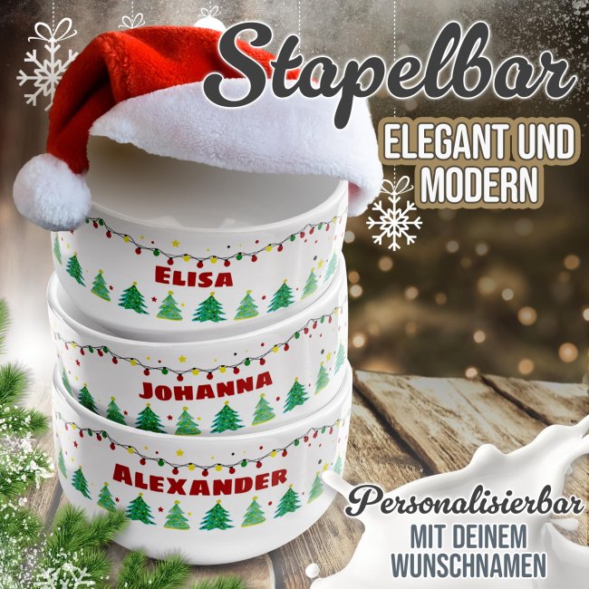 M&uuml;slischale - Frohe Weihnachten - mit Name - 500 ml