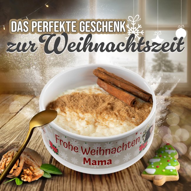 M&uuml;slischale - Frohe Weihnachten - mit Name und Foto - 500 ml