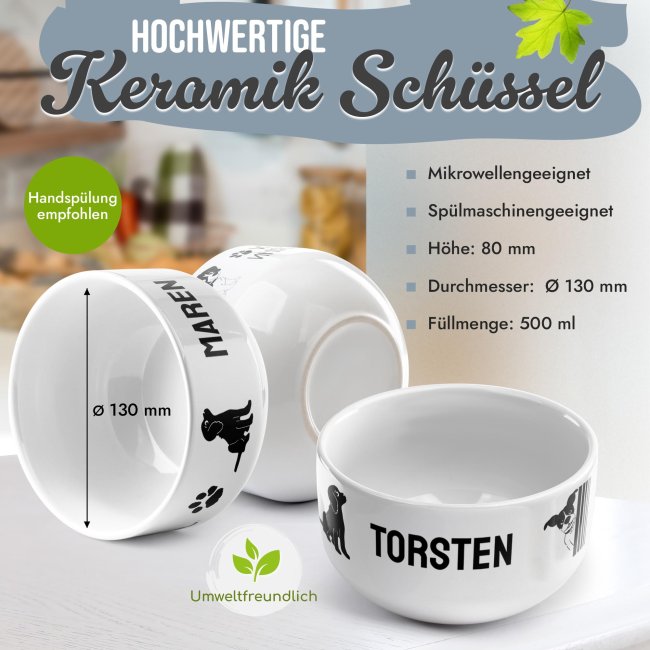 M&uuml;slischale - Hund Guten Morg&auml;&auml;&auml;hn - mit Name - 500 ml