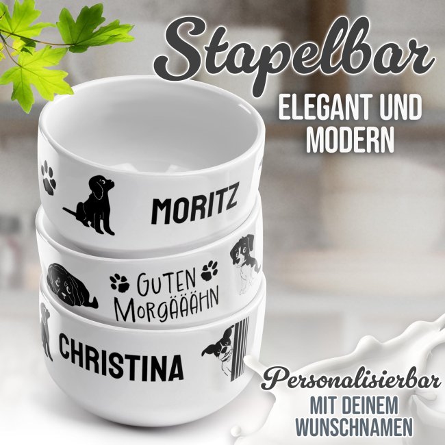 M&uuml;slischale - Hund Guten Morg&auml;&auml;&auml;hn - mit Name - 500 ml