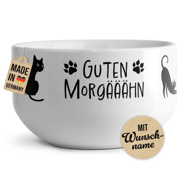 M&uuml;slischale - Katze Guten Morg&auml;&auml;&auml;hn - mit Name - 500 ml