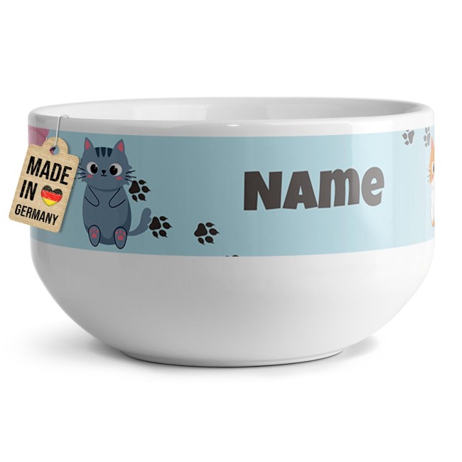 Kinder-M&uuml;slischale - Katze Comic - mit Name - 500 ml