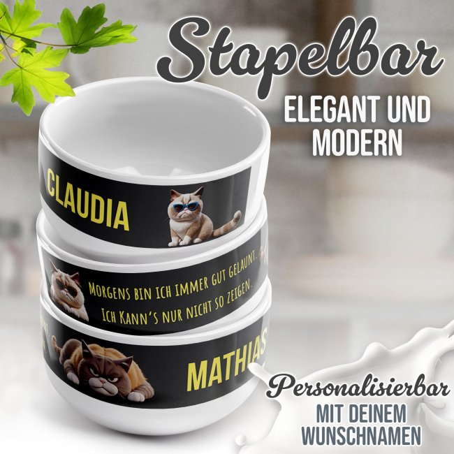 M&uuml;slischale - Morgens gut gelaunt - mit Name - 500 ml