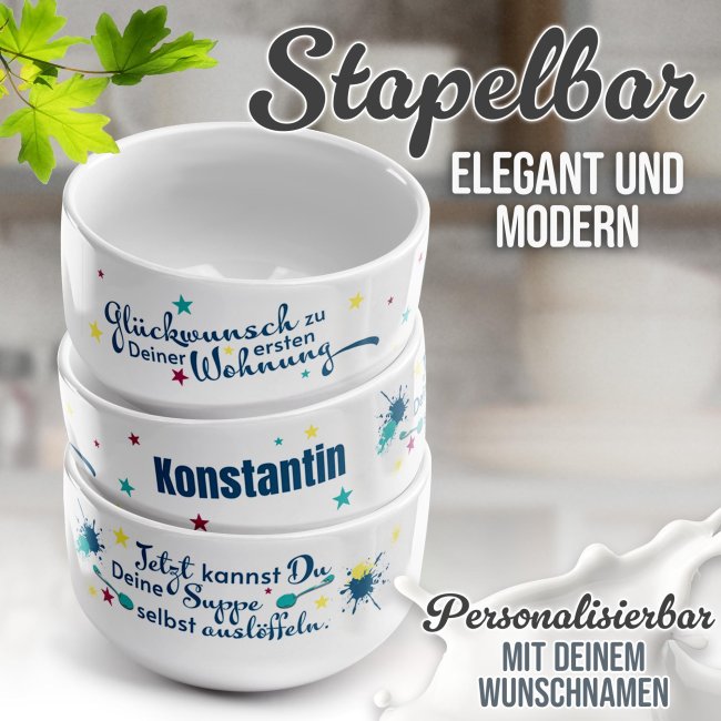 M&uuml;slischale - Erste Wohnung - mit Name - 500 ml