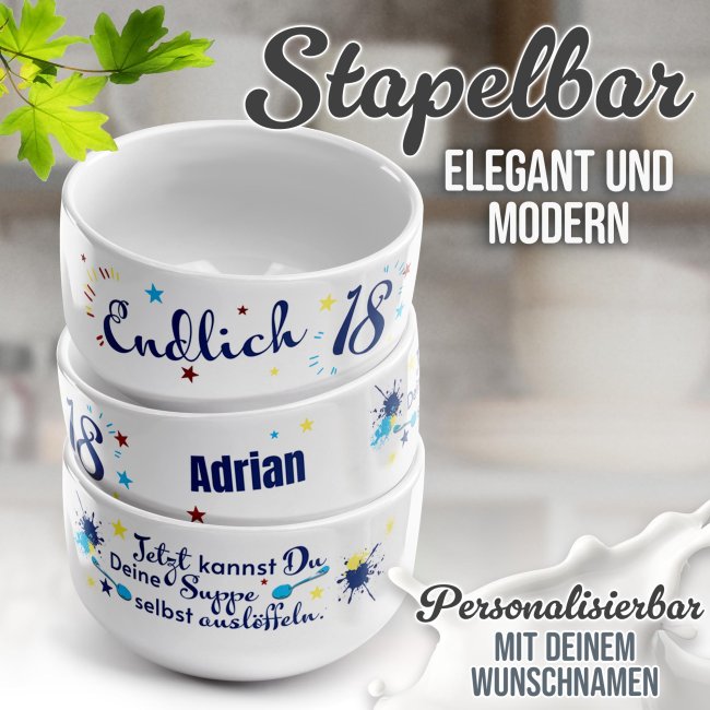 M&uuml;slischale - 18. Geburtstag - Suppe selber ausl&ouml;ffeln - mit Name - 500 ml