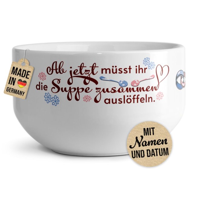 M&uuml;slischale - Suppe gemeinsam ausl&ouml;ffeln - mit Name - 500 ml