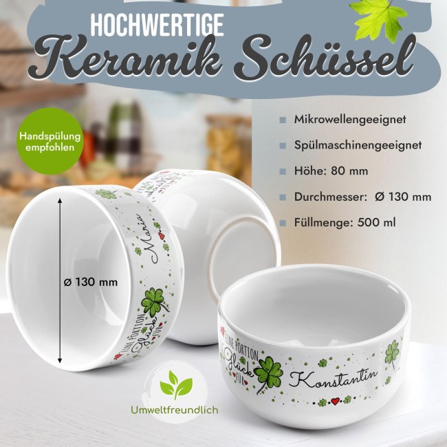 M&uuml;slischale - Eine Portion Gl&uuml;ck - mit Name - 500 ml