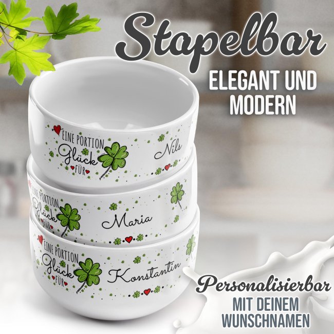 M&uuml;slischale - Eine Portion Gl&uuml;ck - mit Name - 500 ml