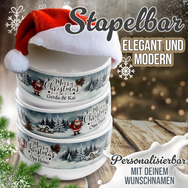 M&uuml;slischl&uuml;ssel - Weihnachten Oldschool - mit Name - 500 ml